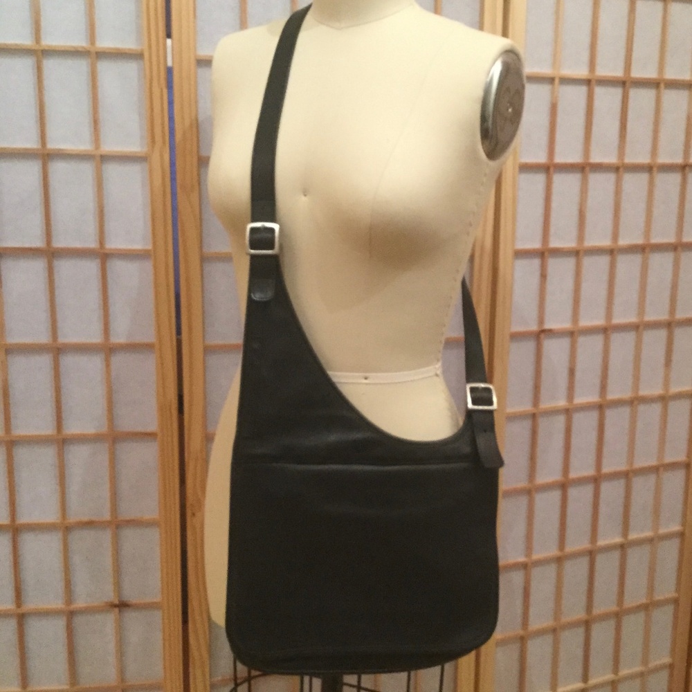 Rare Coach black leather cross body bag